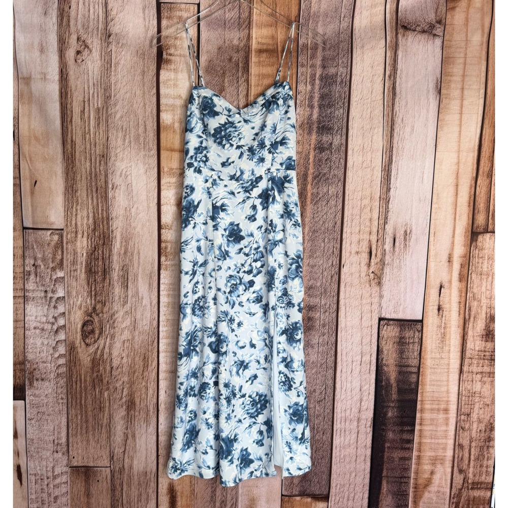 Abercrombie & Fitch Dress Floral Midi Blue Romantic Cottagecore Feminine Size XS